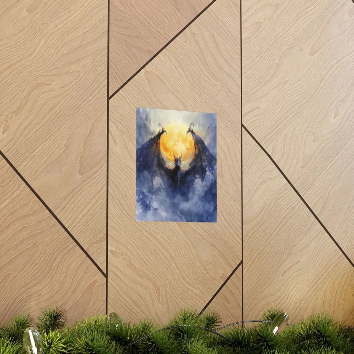 Dark Dragon Rising Before the Golden Moon - Matte Vertical Posters mockup angle 5