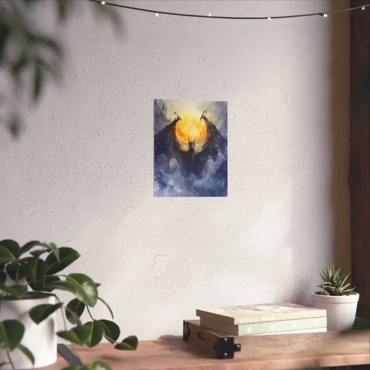 Dark Dragon Rising Before the Golden Moon - Matte Vertical Posters mockup angle 6