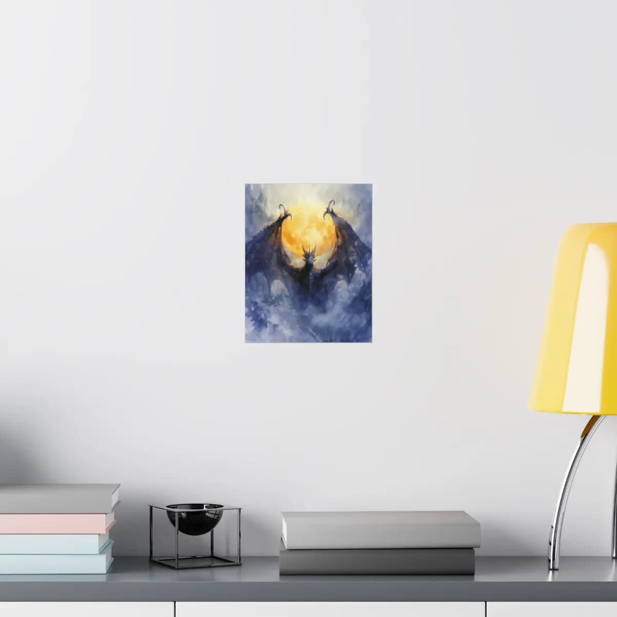 Dark Dragon Rising Before the Golden Moon - Matte Vertical Posters mockup angle 8