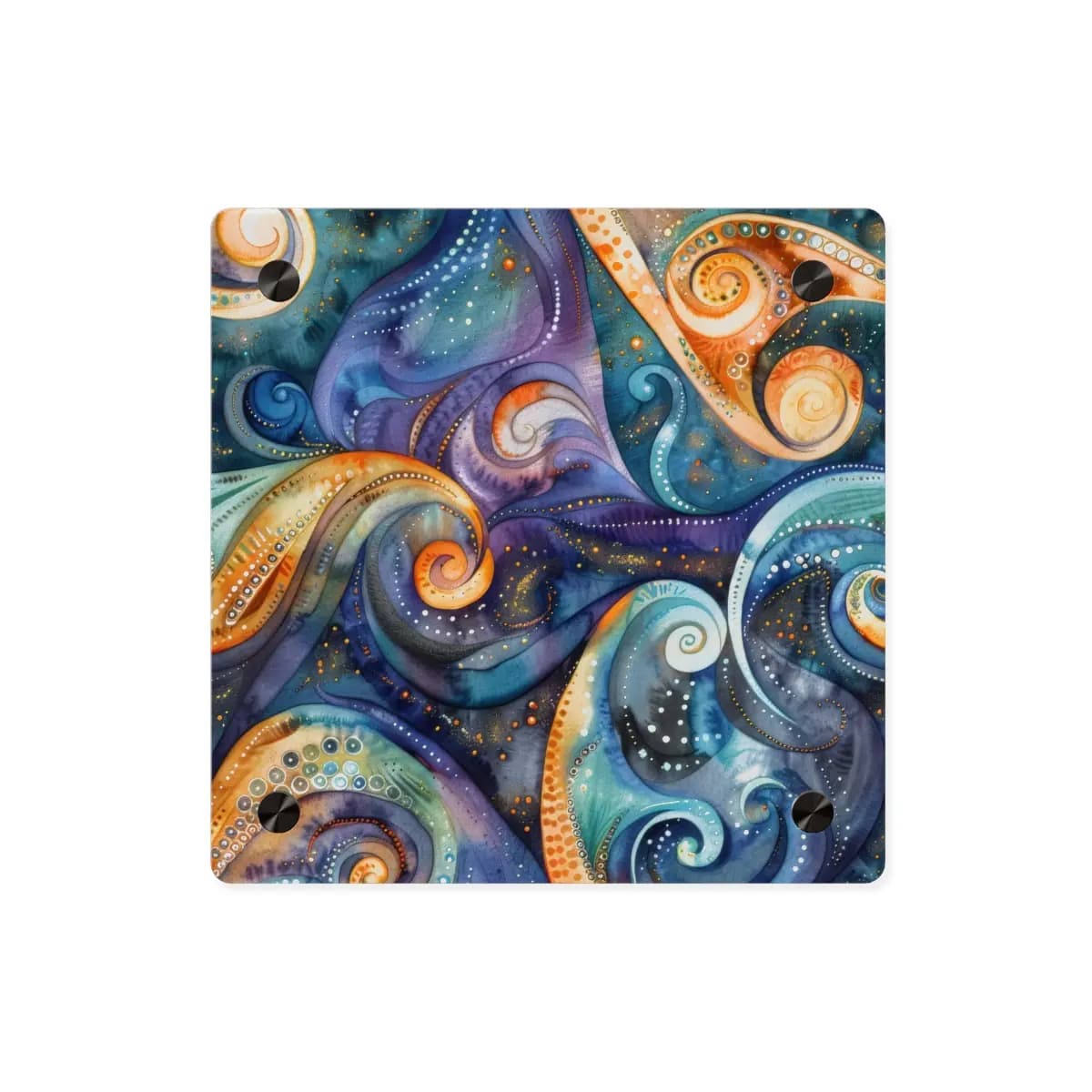 Golden Tentacle Spirals in Cosmic Swirl - Acrylic Wall Art Panels mockup angle 1