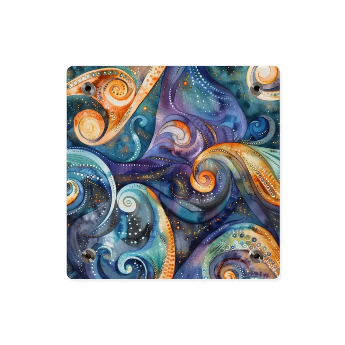 Golden Tentacle Spirals in Cosmic Swirl - Acrylic Wall Art Panels mockup angle 2