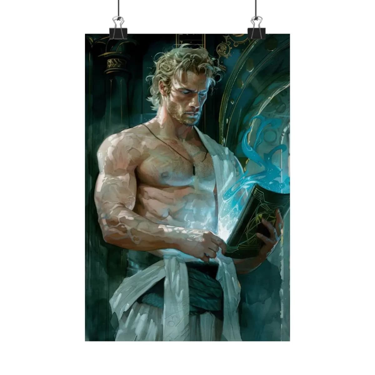 The Guardian and the Glowing Arcane Artifact - Matte Vertical Posters mockup angle 1