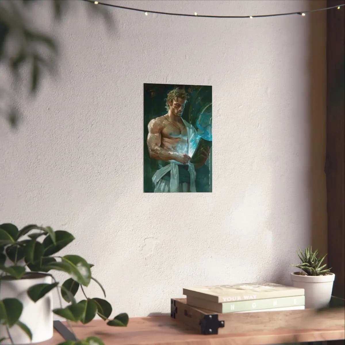 The Guardian and the Glowing Arcane Artifact - Matte Vertical Posters mockup angle 6