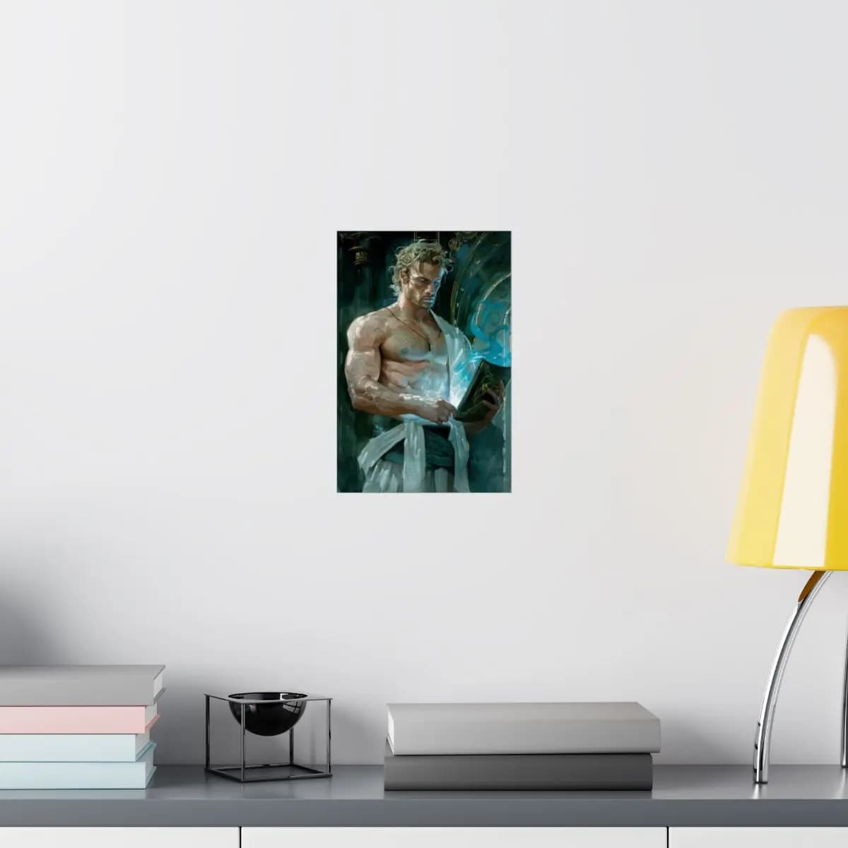 The Guardian and the Glowing Arcane Artifact - Matte Vertical Posters mockup angle 8