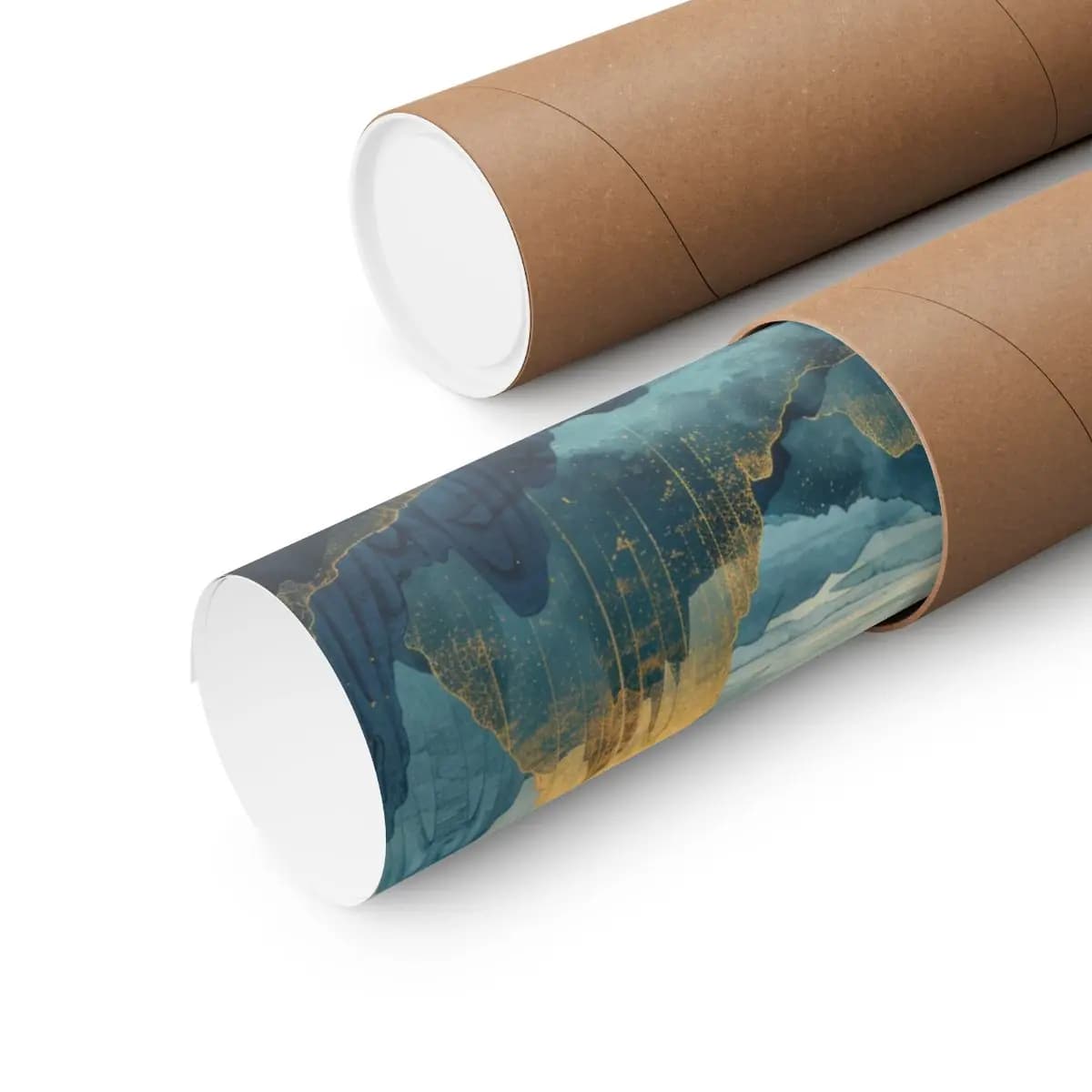 Golden Full Moon Over Mystical Mountain Peaks - Matte Vertical Posters mockup angle 3