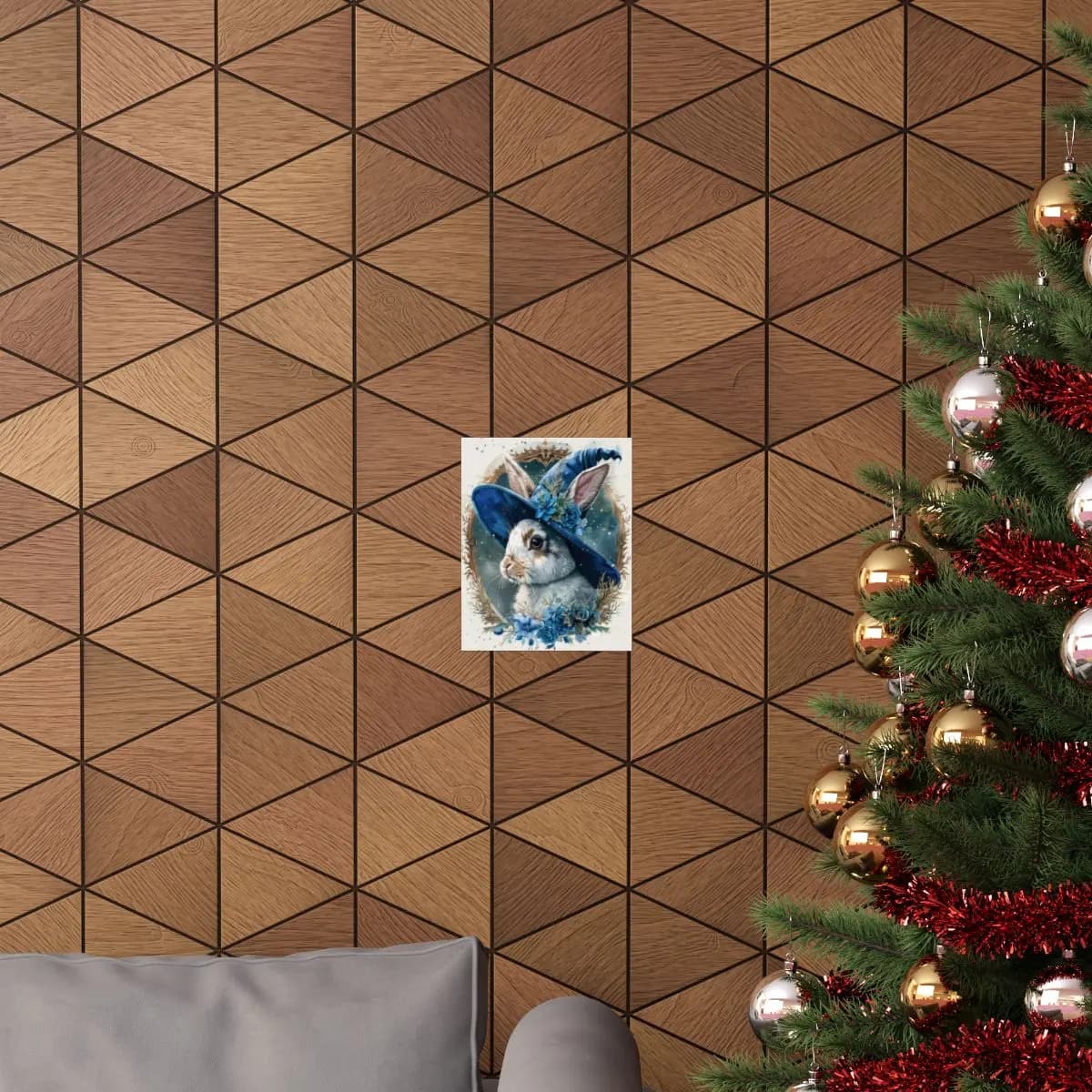 Wizard Rabbit in a Starlit Blue Hat - Matte Vertical Posters mockup angle 4