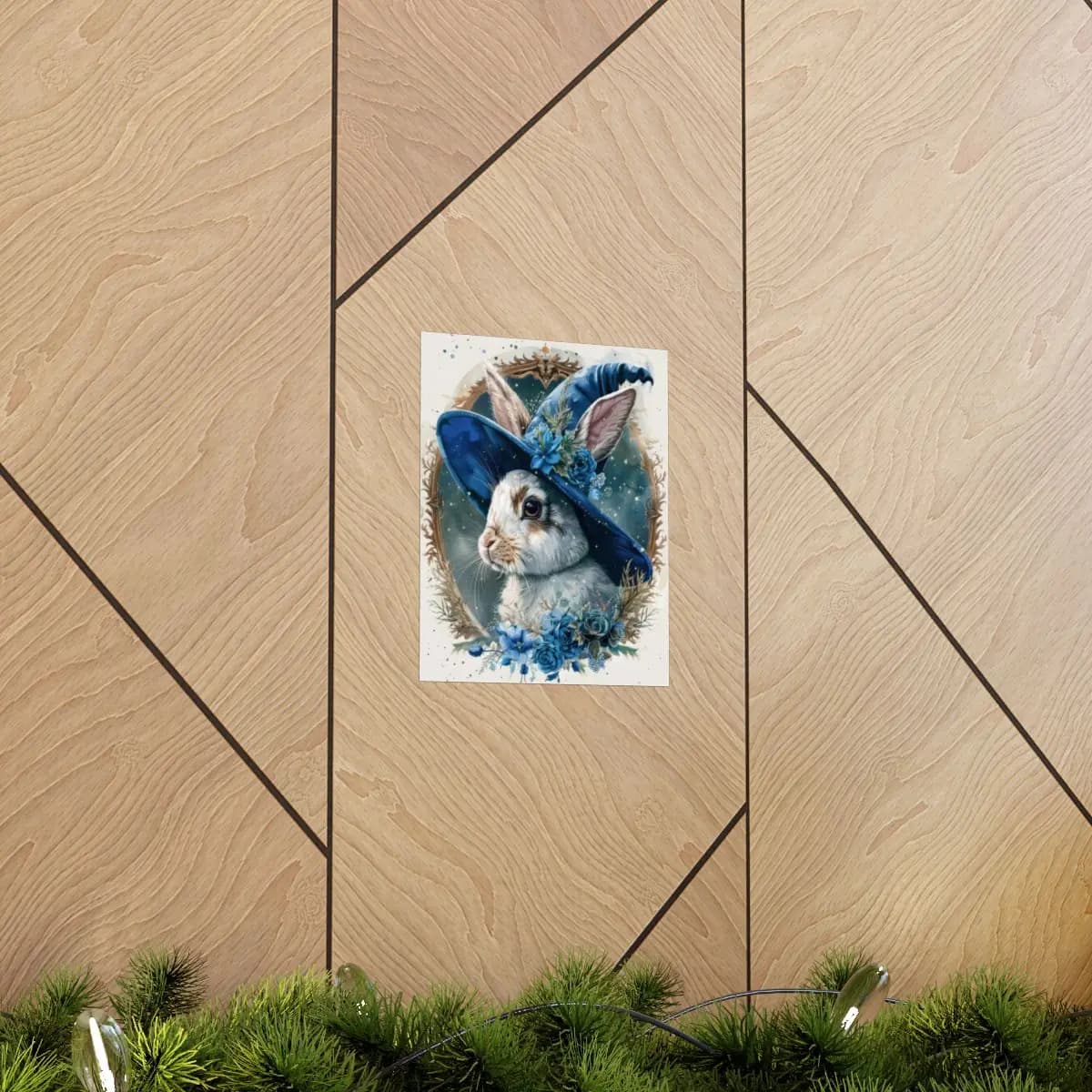 Wizard Rabbit in a Starlit Blue Hat - Matte Vertical Posters mockup angle 5