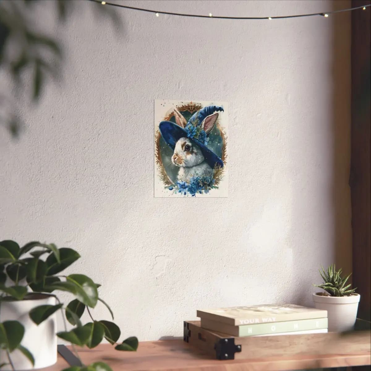 Wizard Rabbit in a Starlit Blue Hat - Matte Vertical Posters mockup angle 6