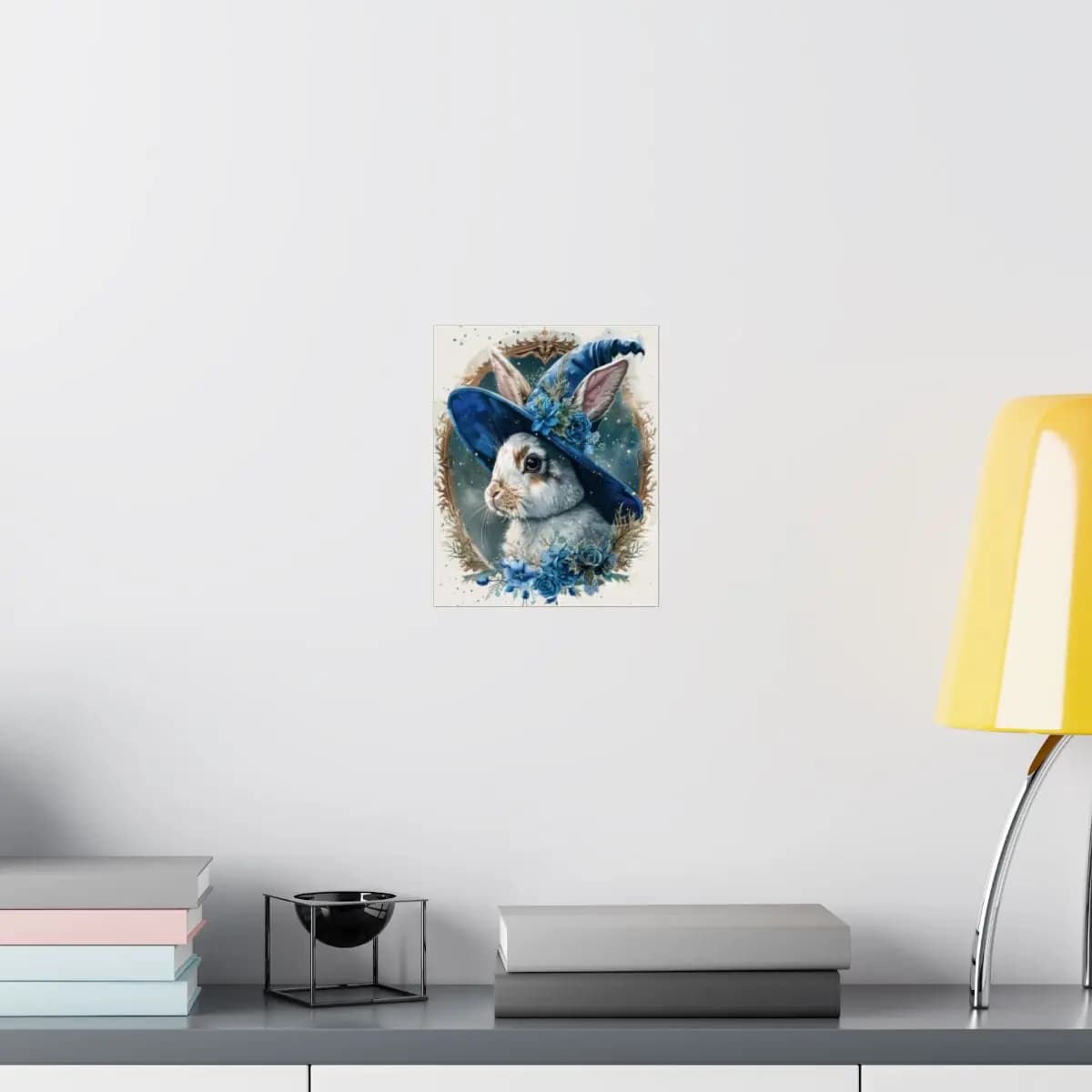 Wizard Rabbit in a Starlit Blue Hat - Matte Vertical Posters mockup angle 8