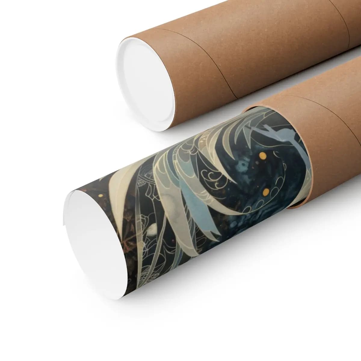 Celestial White Peacock Beneath the Golden Moon - Matte Vertical Posters mockup angle 3