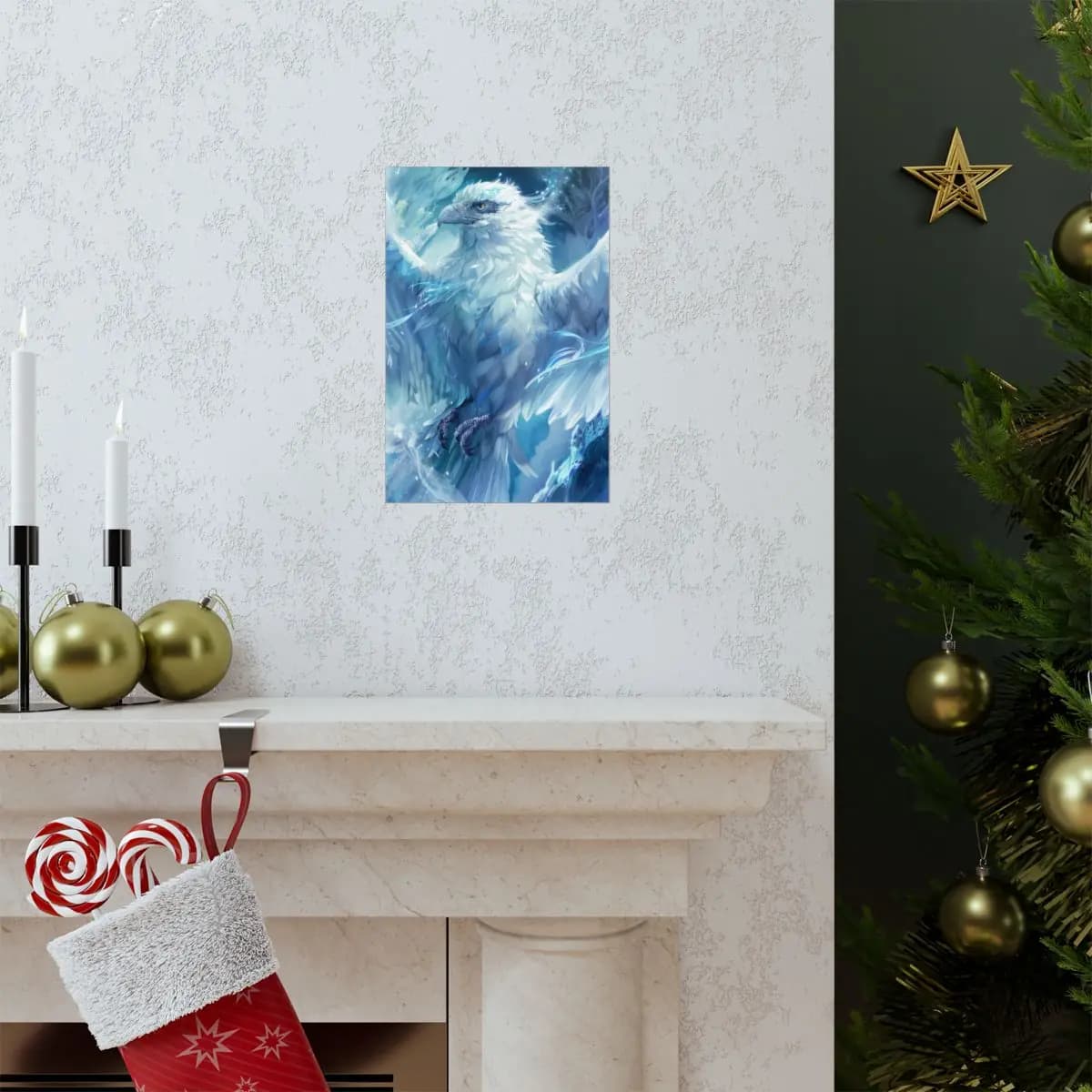 Celestial Eagle of Frost and Light - Matte Vertical Posters mockup angle 7