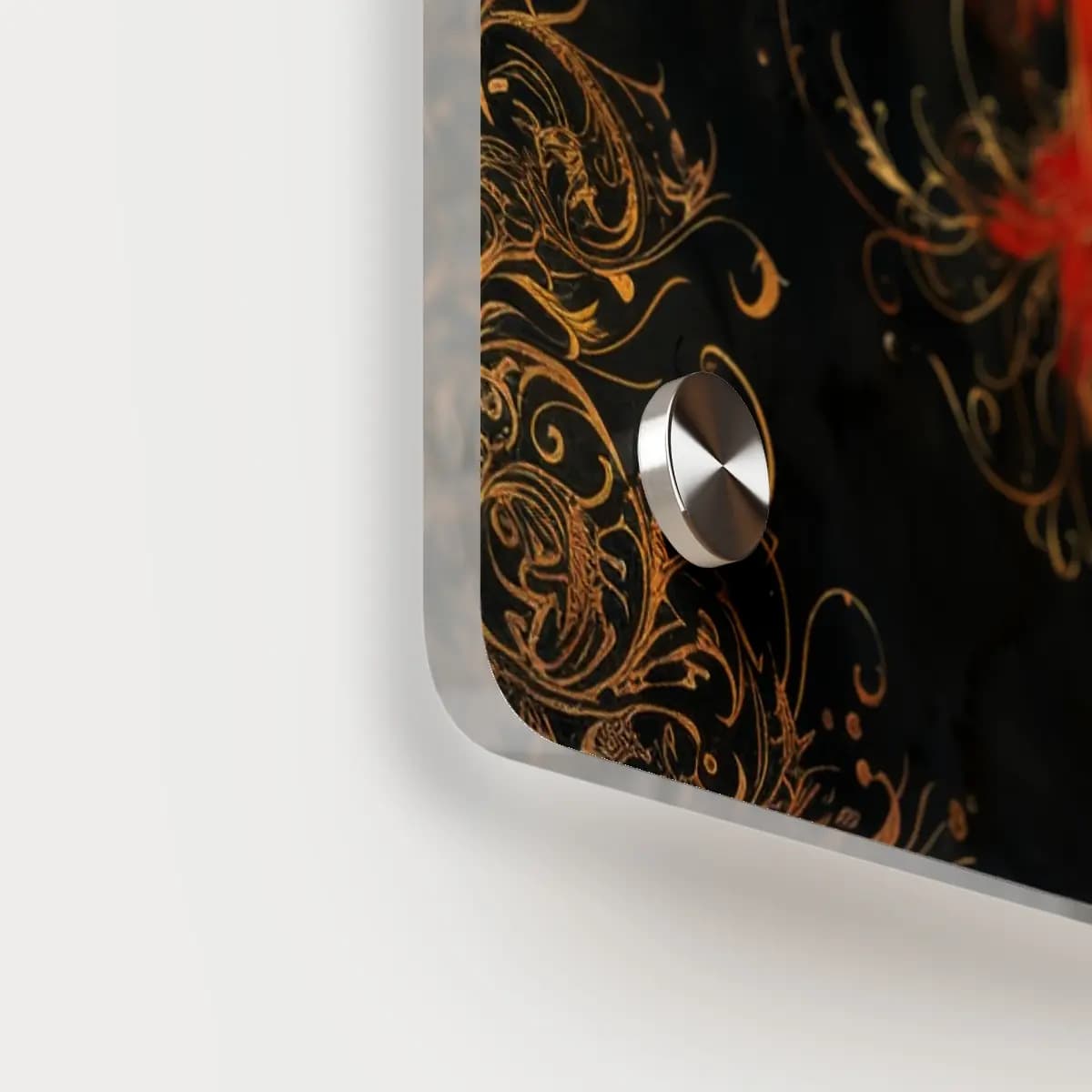 Blazing Phoenix Rising Beneath the Golden Moon - Acrylic Wall Art Panels mockup angle 5