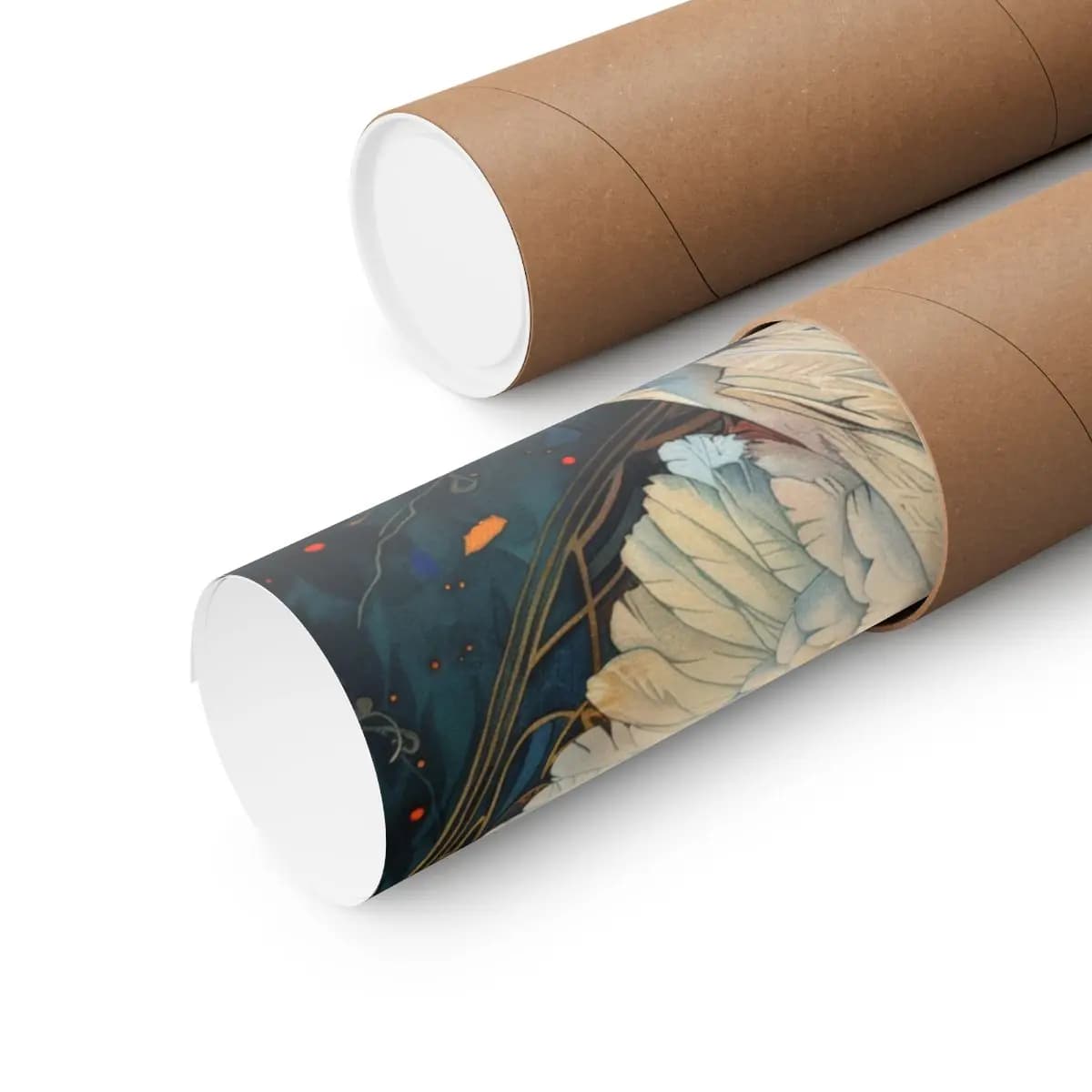 White Dove Rising Before a Circle of Fire - Matte Vertical Posters mockup angle 3