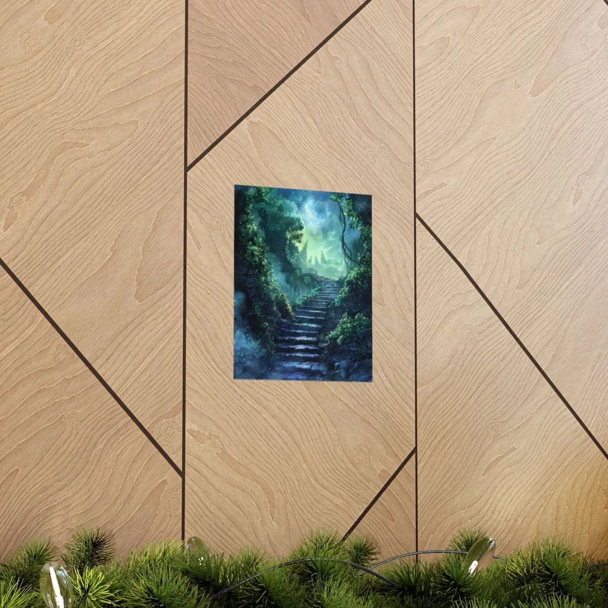 Stone Stairway Rising to Celestial Ruins - Matte Vertical Posters mockup angle 5