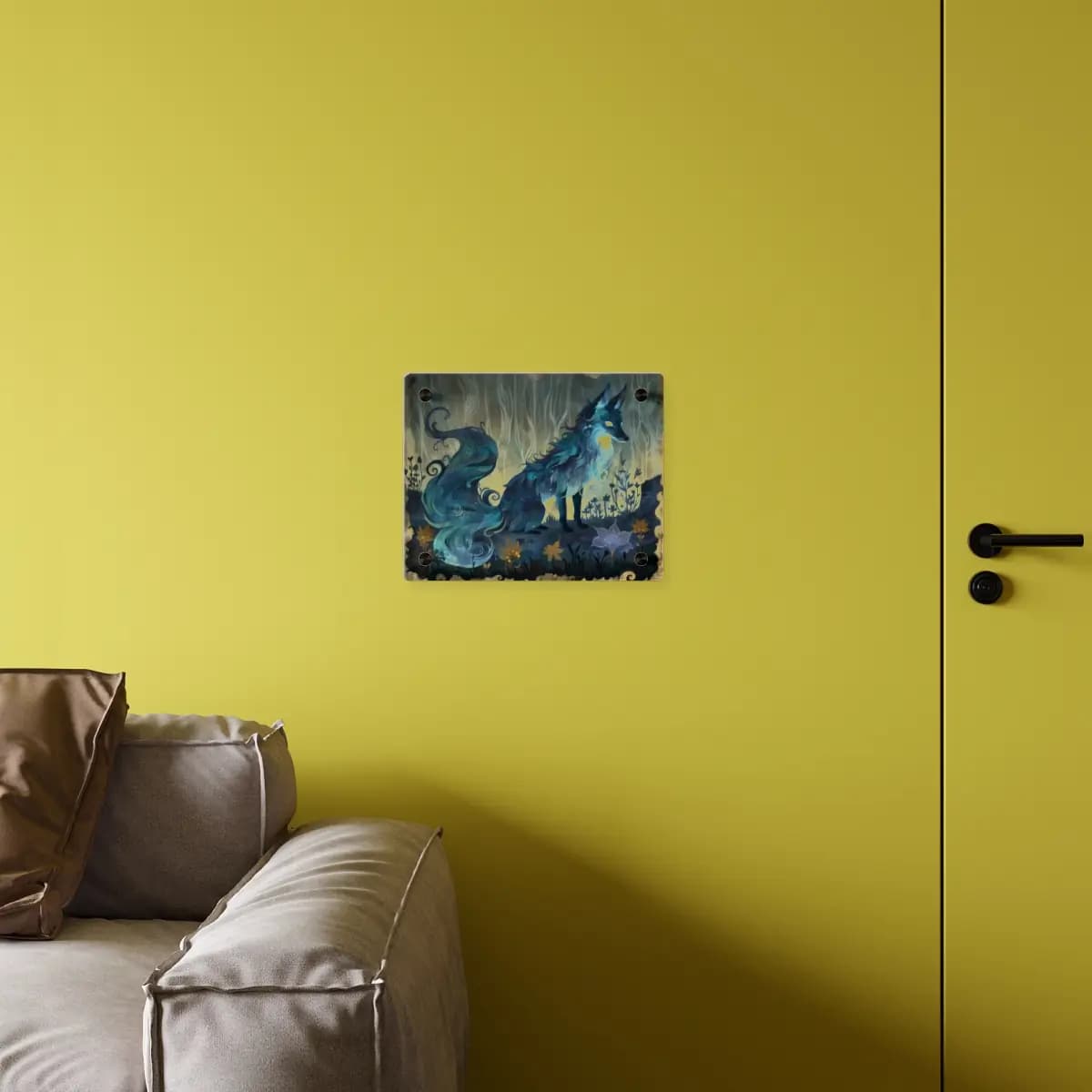 The Spectral Fox of the Enchanted Forest - Acrylic Wall Art Panels mockup angle 4