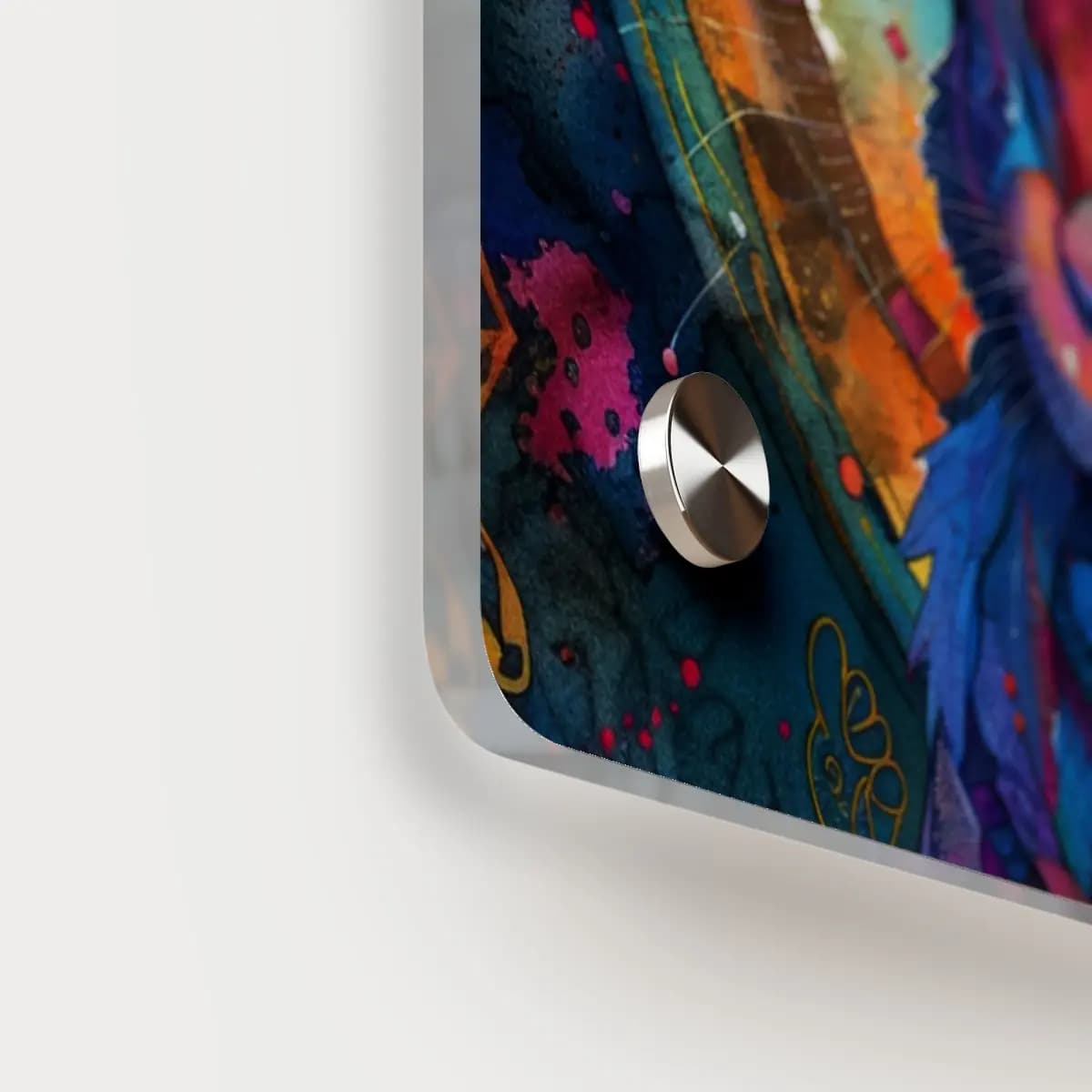 Sacred Hare in Psychedelic Ornamental Splendor - Acrylic Wall Art Panels mockup angle 5