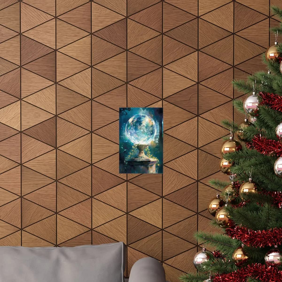 The Crystal Orb of Gilded Vines - Matte Vertical Posters mockup angle 4