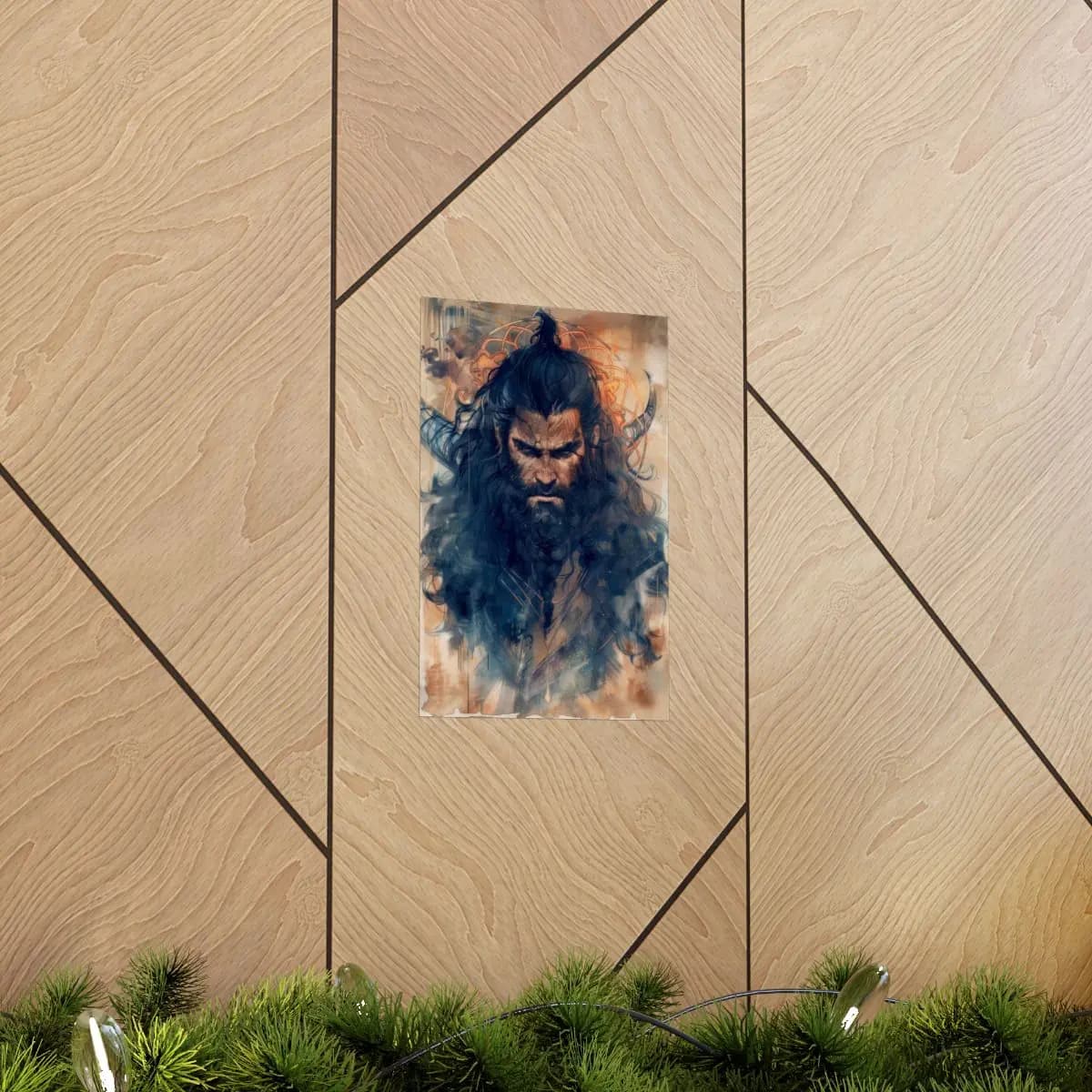 Dark Warrior with Storm-Black Hair - Matte Vertical Posters mockup angle 5
