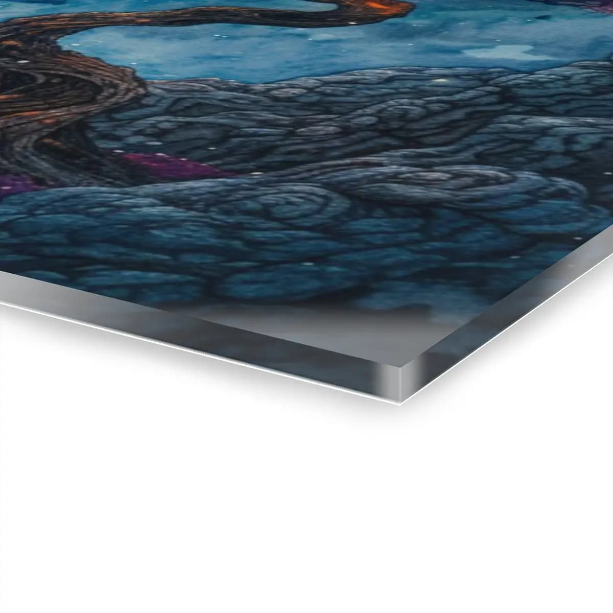 Red Moon Rising Over Ancient Twisted Trees - Acrylic Prints (French Cleat Hanging) mockup angle 3