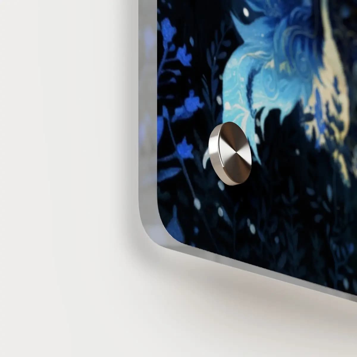 The Celestial Wolf with Golden Arabesques - Acrylic Wall Art Panels mockup angle 5
