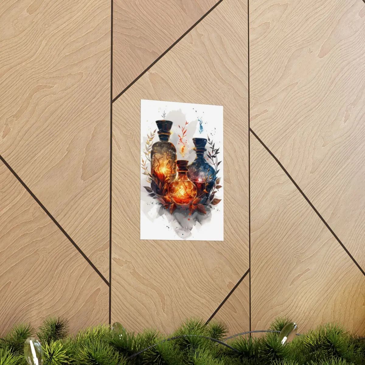 Three Enchanted Alchemical Flasks of Living Fire - Matte Vertical Posters mockup angle 5