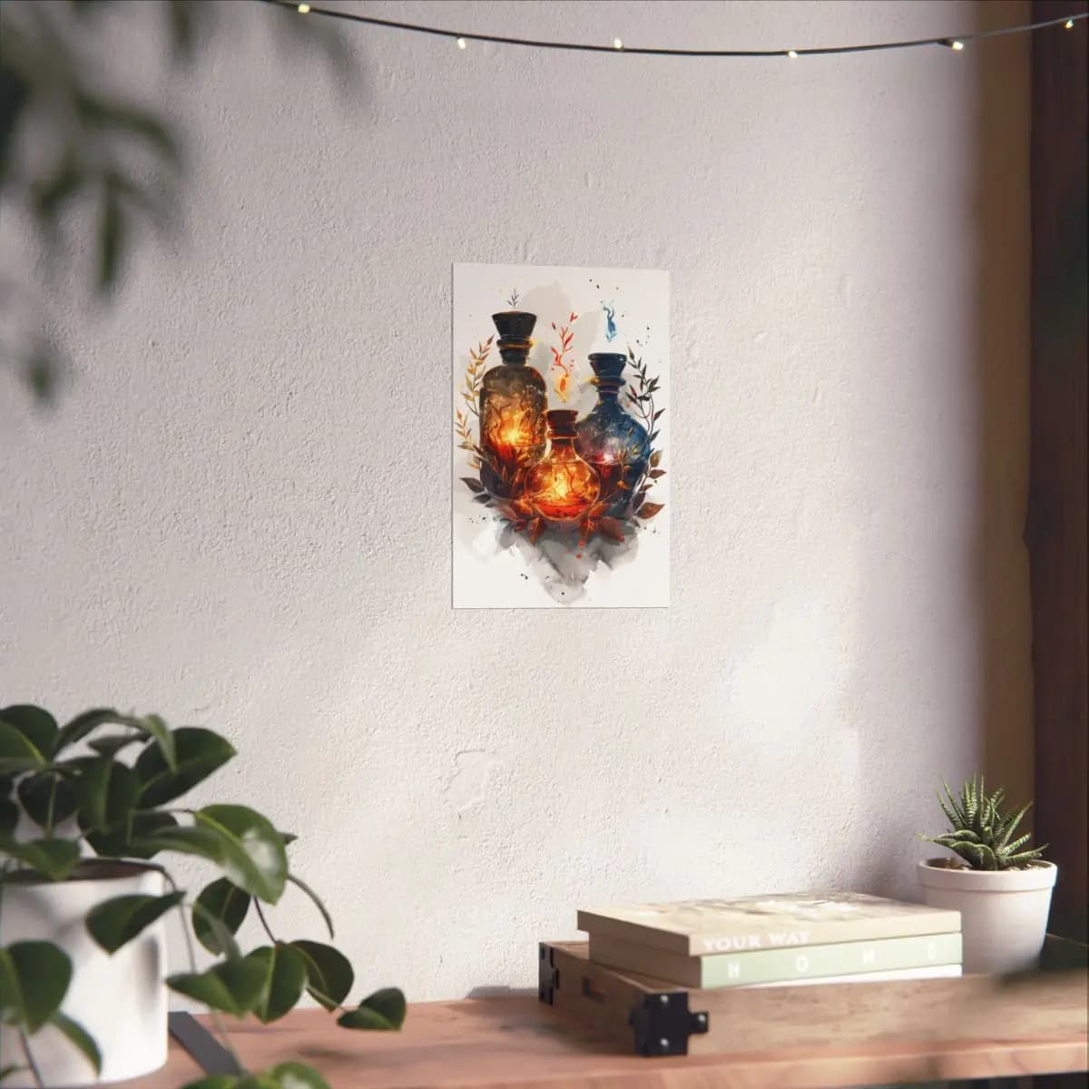 Three Enchanted Alchemical Flasks of Living Fire - Matte Vertical Posters mockup angle 6