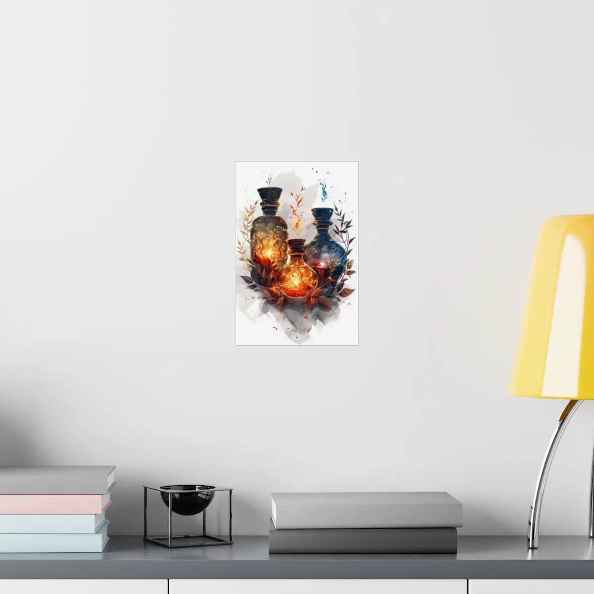 Three Enchanted Alchemical Flasks of Living Fire - Matte Vertical Posters mockup angle 8