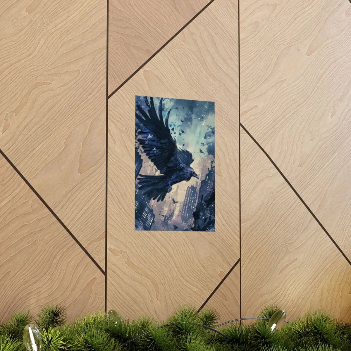 The Great Raven Over a Ruined City - Matte Vertical Posters mockup angle 5