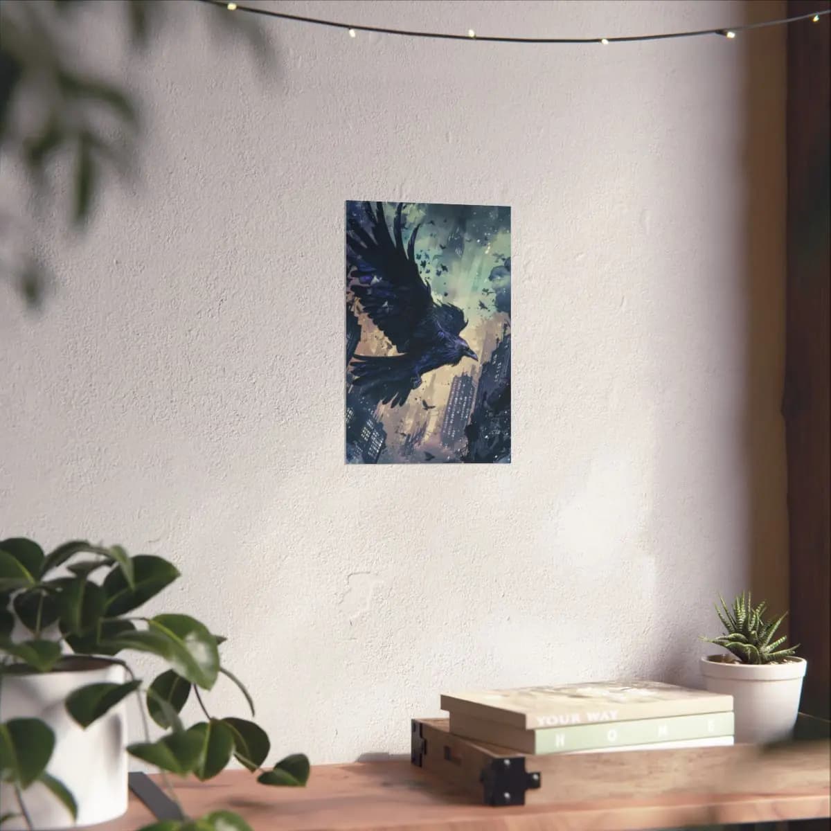 The Great Raven Over a Ruined City - Matte Vertical Posters mockup angle 6