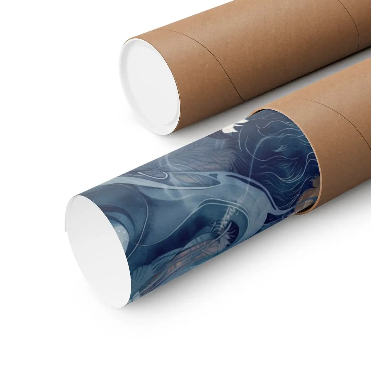 Tattooed Profile Dissolving in Blue Mist - Matte Vertical Posters mockup angle 3