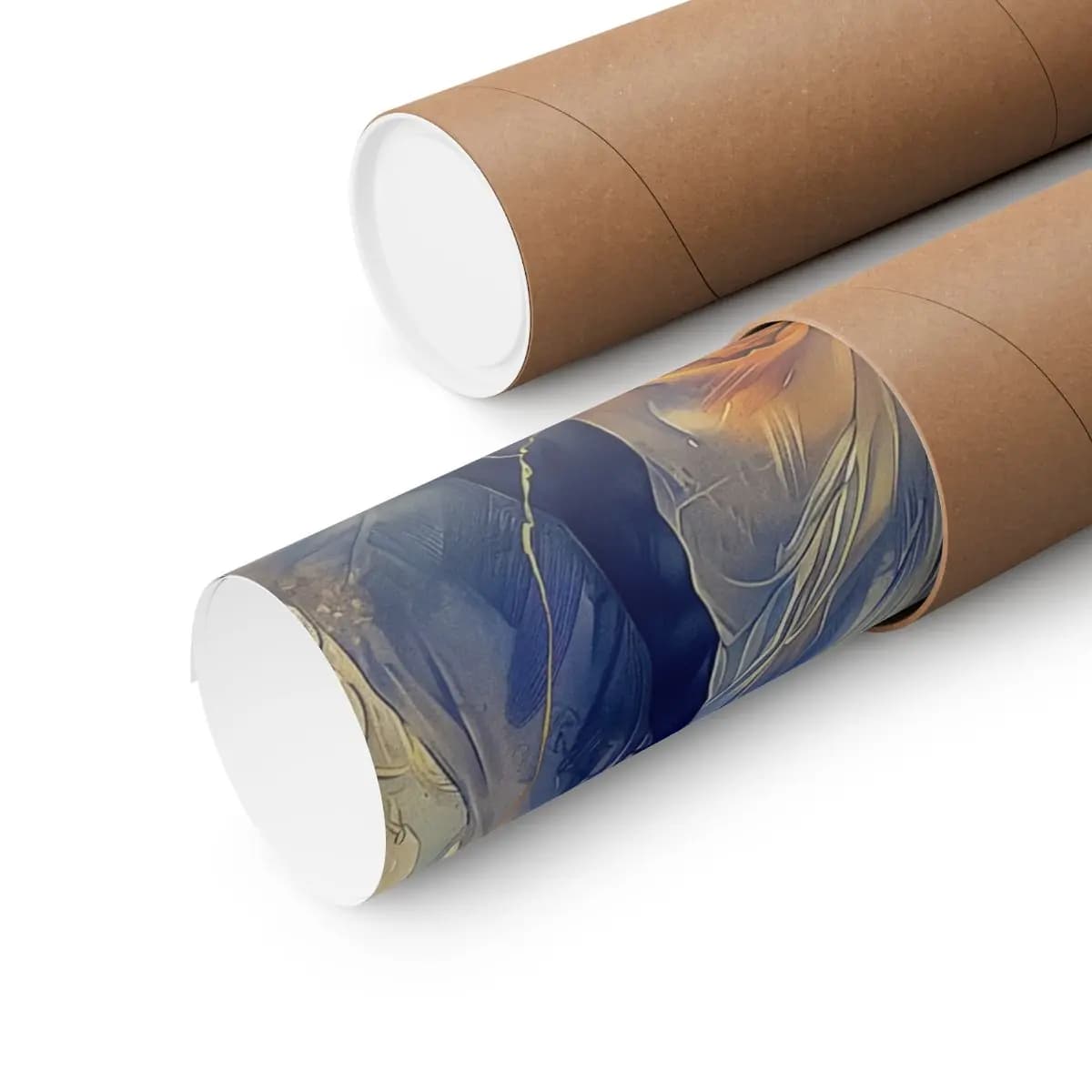 Two Heroes Bound by Gold and Blue Light - Matte Vertical Posters mockup angle 3