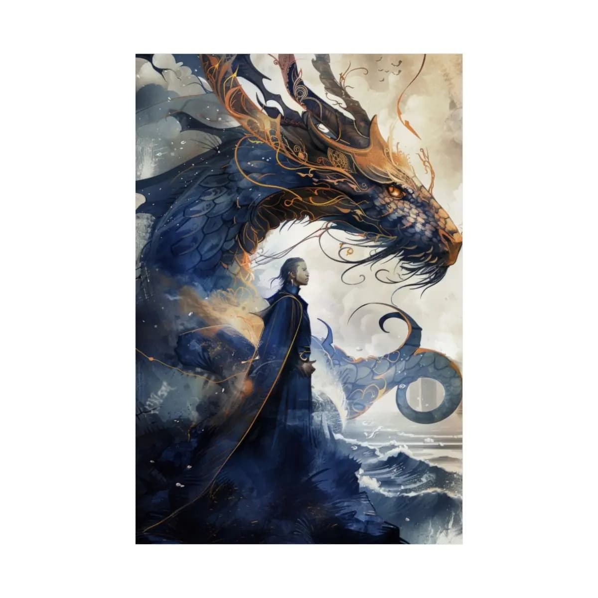 The Sea Lord and the Celestial Dragon - Matte Vertical Posters mockup angle 2