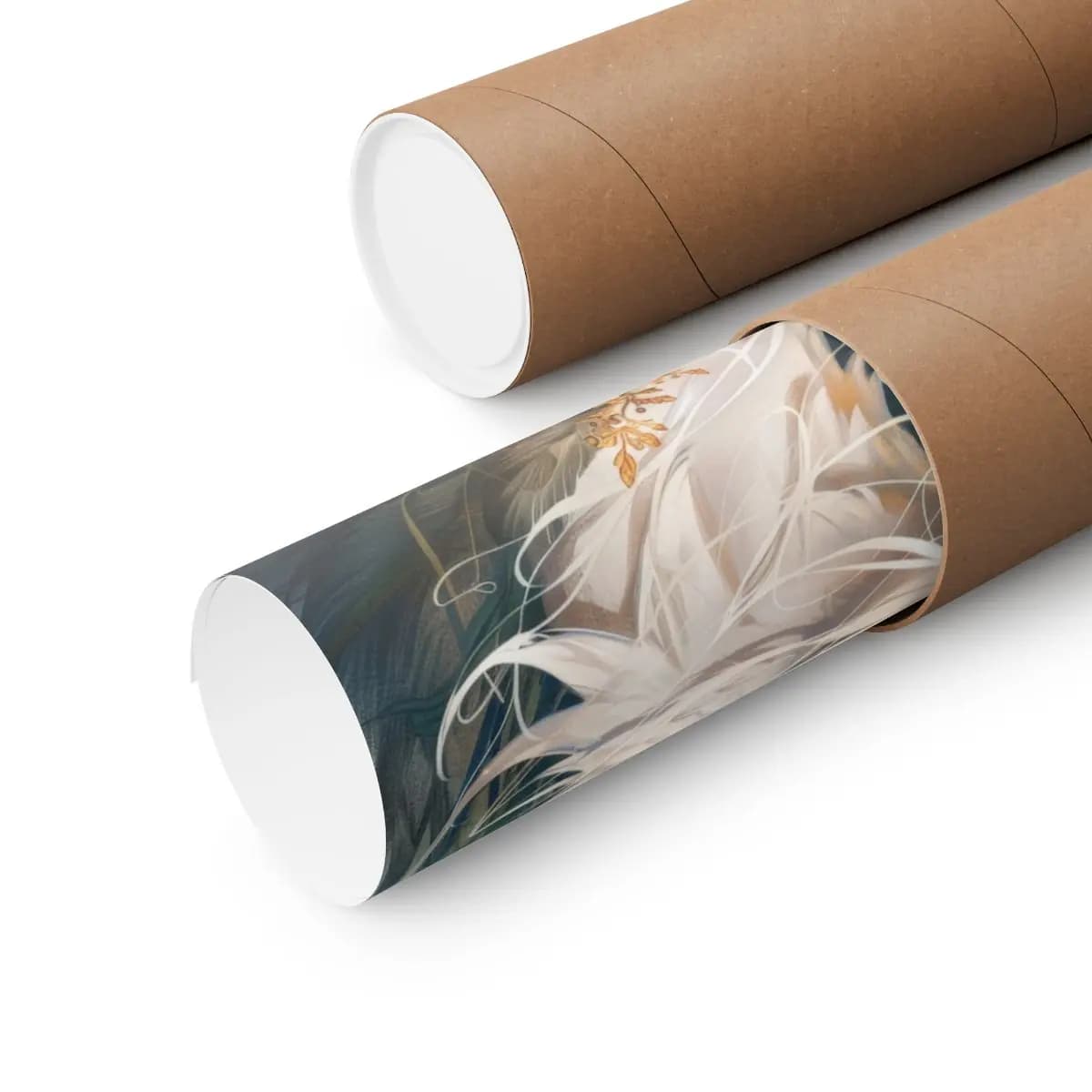 The White Fox Crowned in Moonlit Blooms - Matte Vertical Posters mockup angle 3