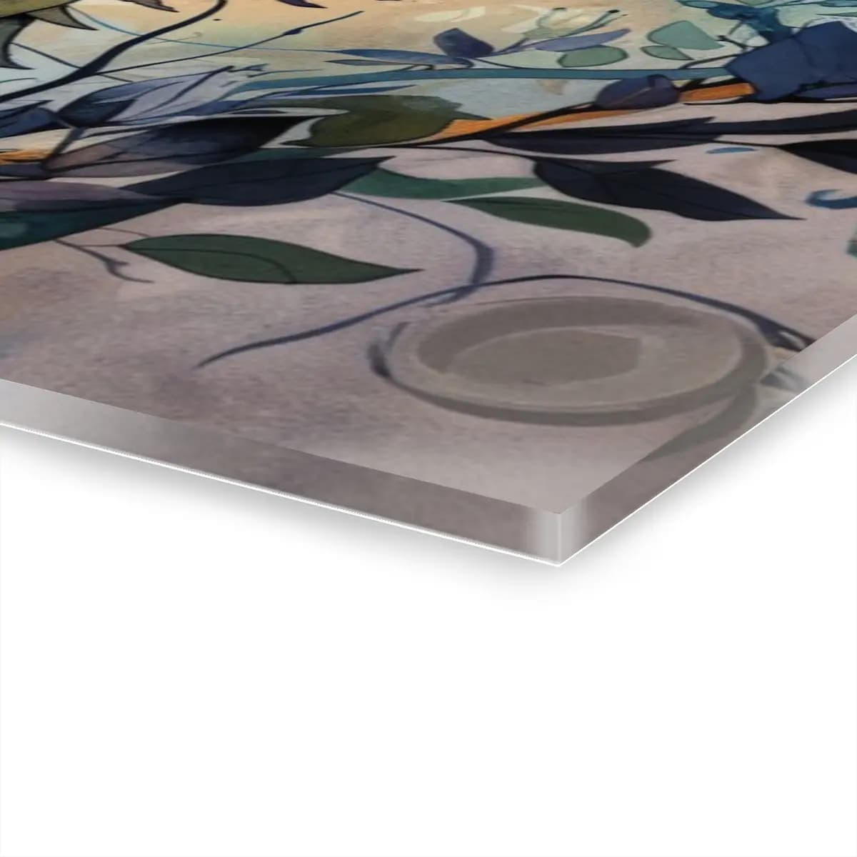 Amber-Eyed Guardian of Leaves - Acrylic Prints (French Cleat Hanging) mockup angle 3