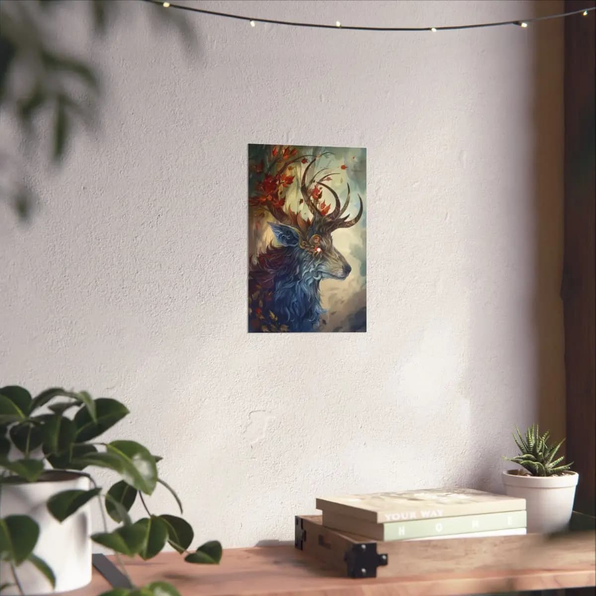Mystical Stag with Enchanted Autumn Antlers - Matte Vertical Posters mockup angle 6