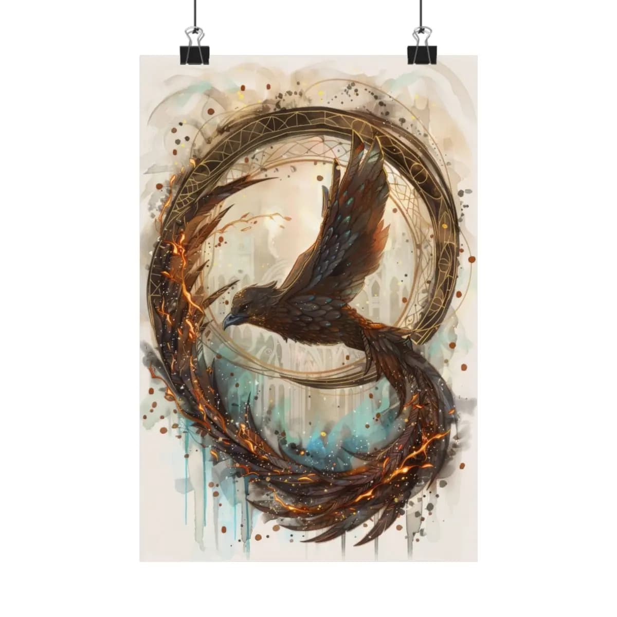 The Fiery Raven Within the Celestial Ring - Matte Vertical Posters mockup angle 1