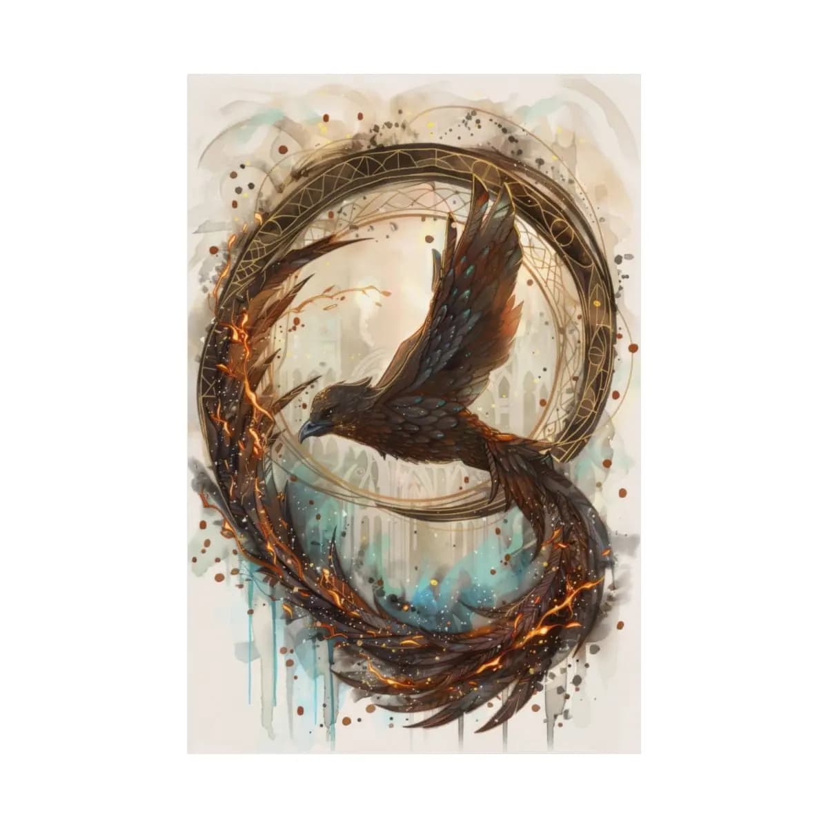 The Fiery Raven Within the Celestial Ring - Matte Vertical Posters mockup angle 2