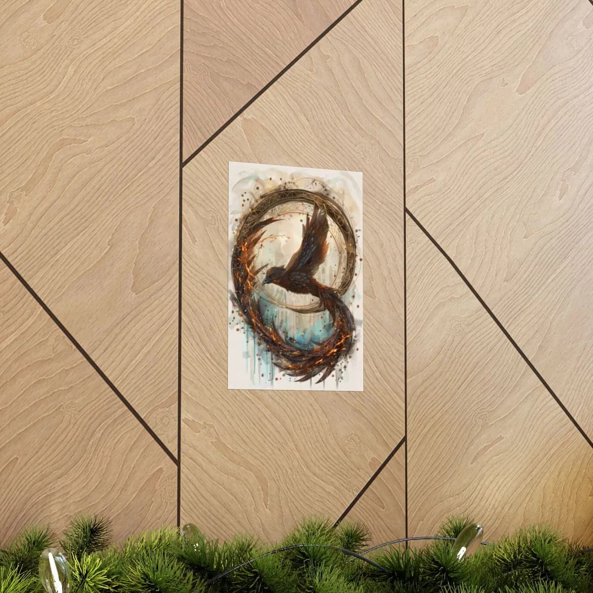 The Fiery Raven Within the Celestial Ring - Matte Vertical Posters mockup angle 5