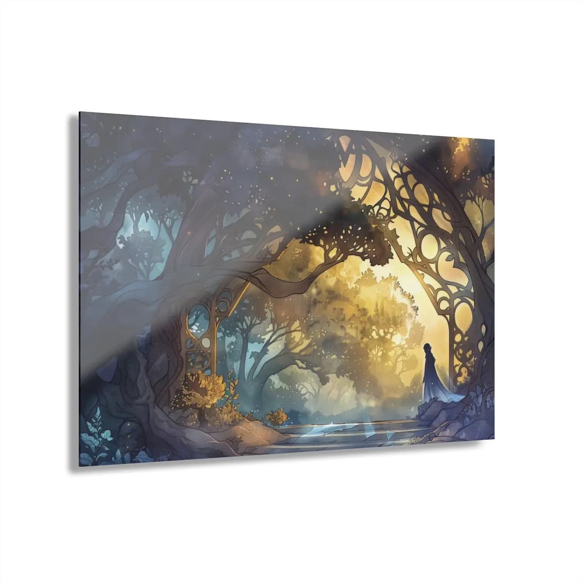 Silhouette at the Gateway of an Enchanted Forest - Acrylic Prints (French Cleat Hanging) mockup angle 1