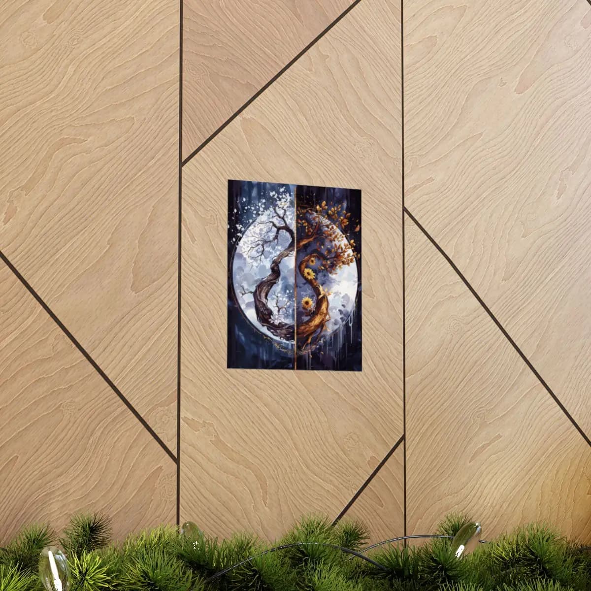The Dual Tree — Winter and Sun in Balance - Matte Vertical Posters mockup angle 5