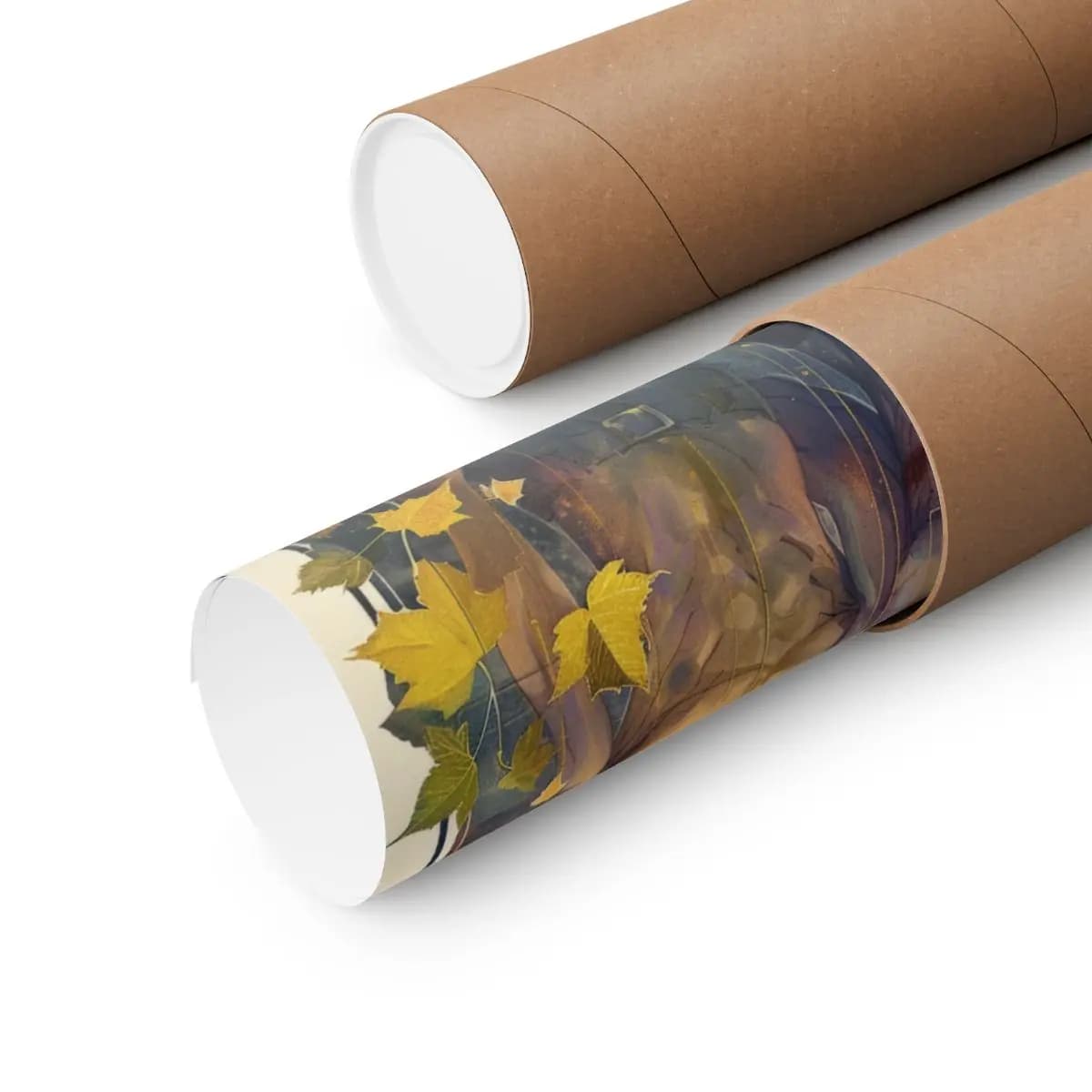 Two Scarred Warriors Among Autumn Leaves - Matte Vertical Posters mockup angle 3