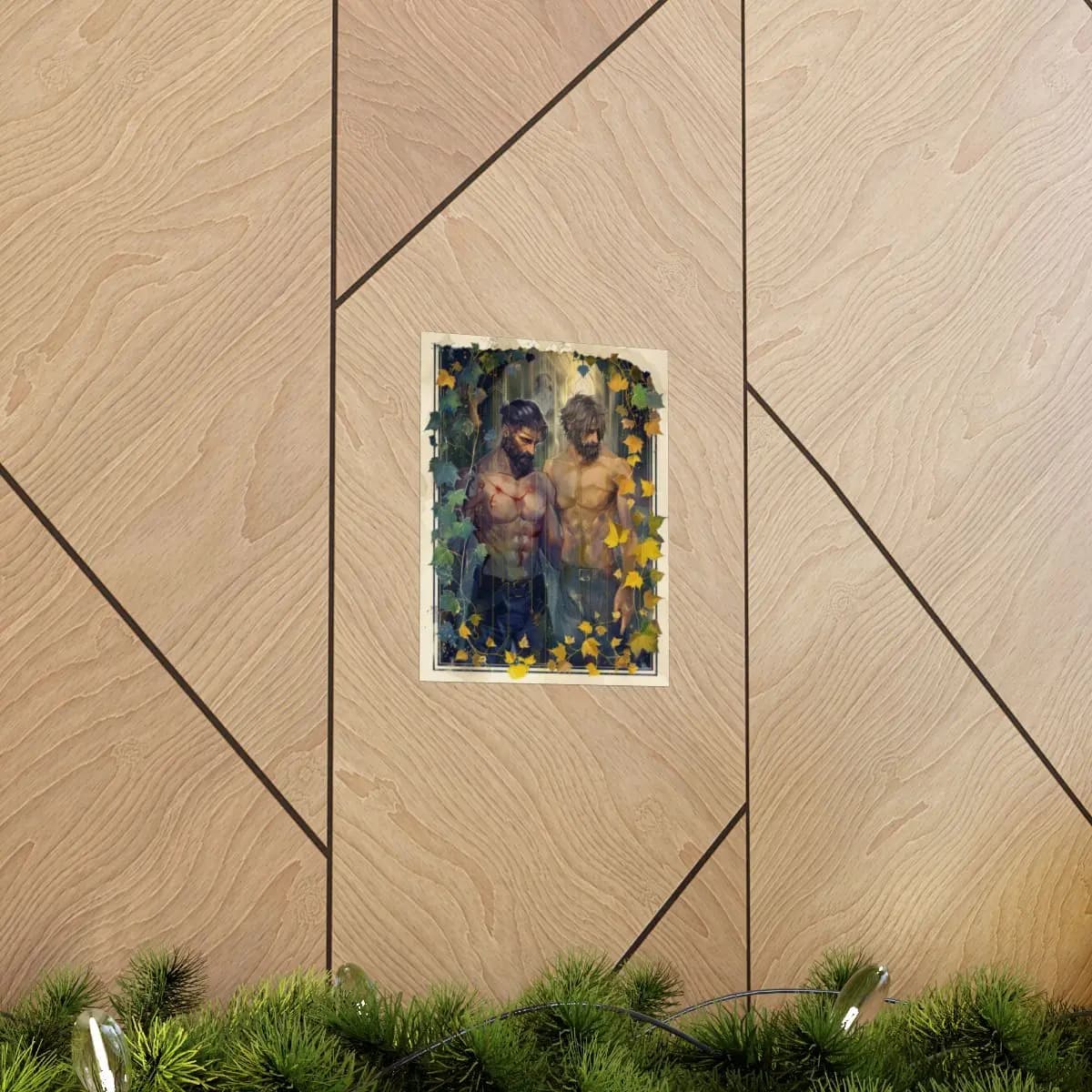 Two Scarred Warriors Among Autumn Leaves - Matte Vertical Posters mockup angle 5