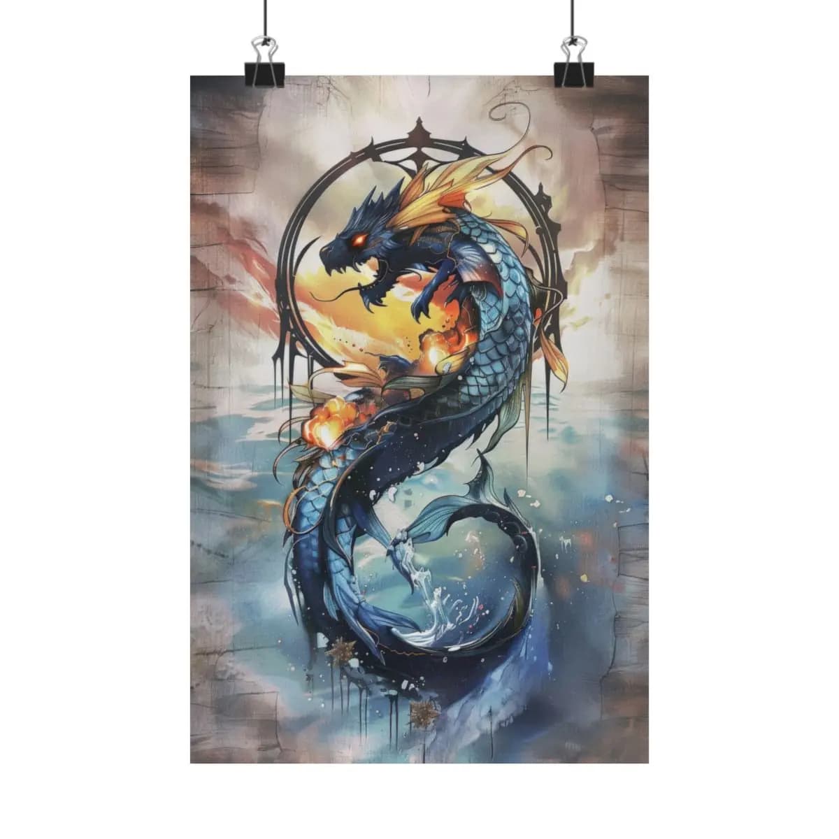 Serpentine Dragon of Fire and Water - Matte Vertical Posters mockup angle 1