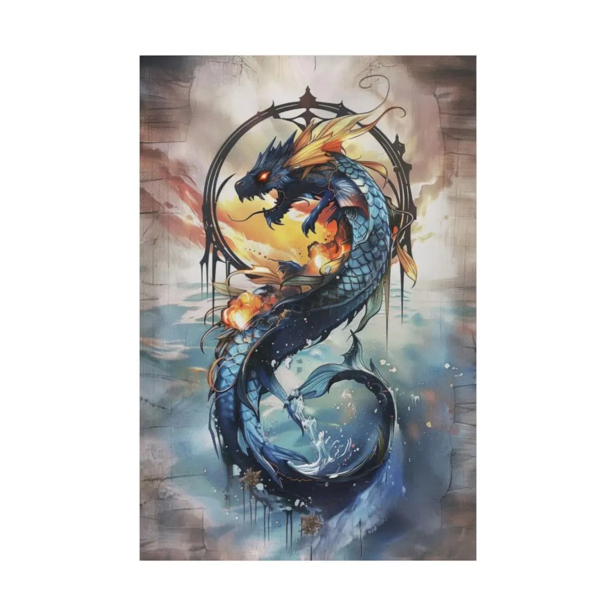 Serpentine Dragon of Fire and Water - Matte Vertical Posters mockup angle 2