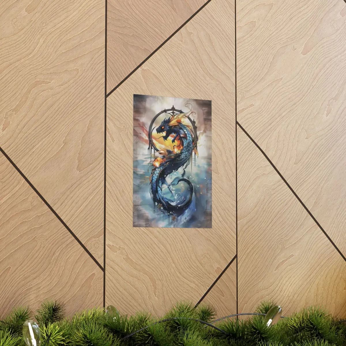 Serpentine Dragon of Fire and Water - Matte Vertical Posters mockup angle 5