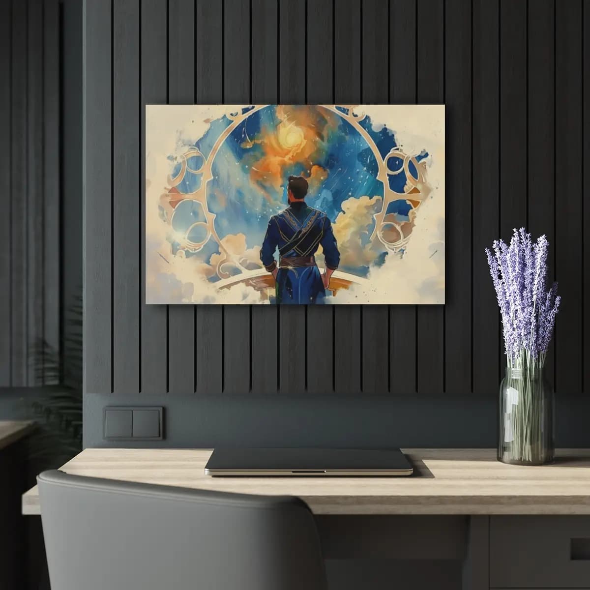 The Guardian Facing the Celestial Infinite - Acrylic Prints (French Cleat Hanging) mockup angle 5