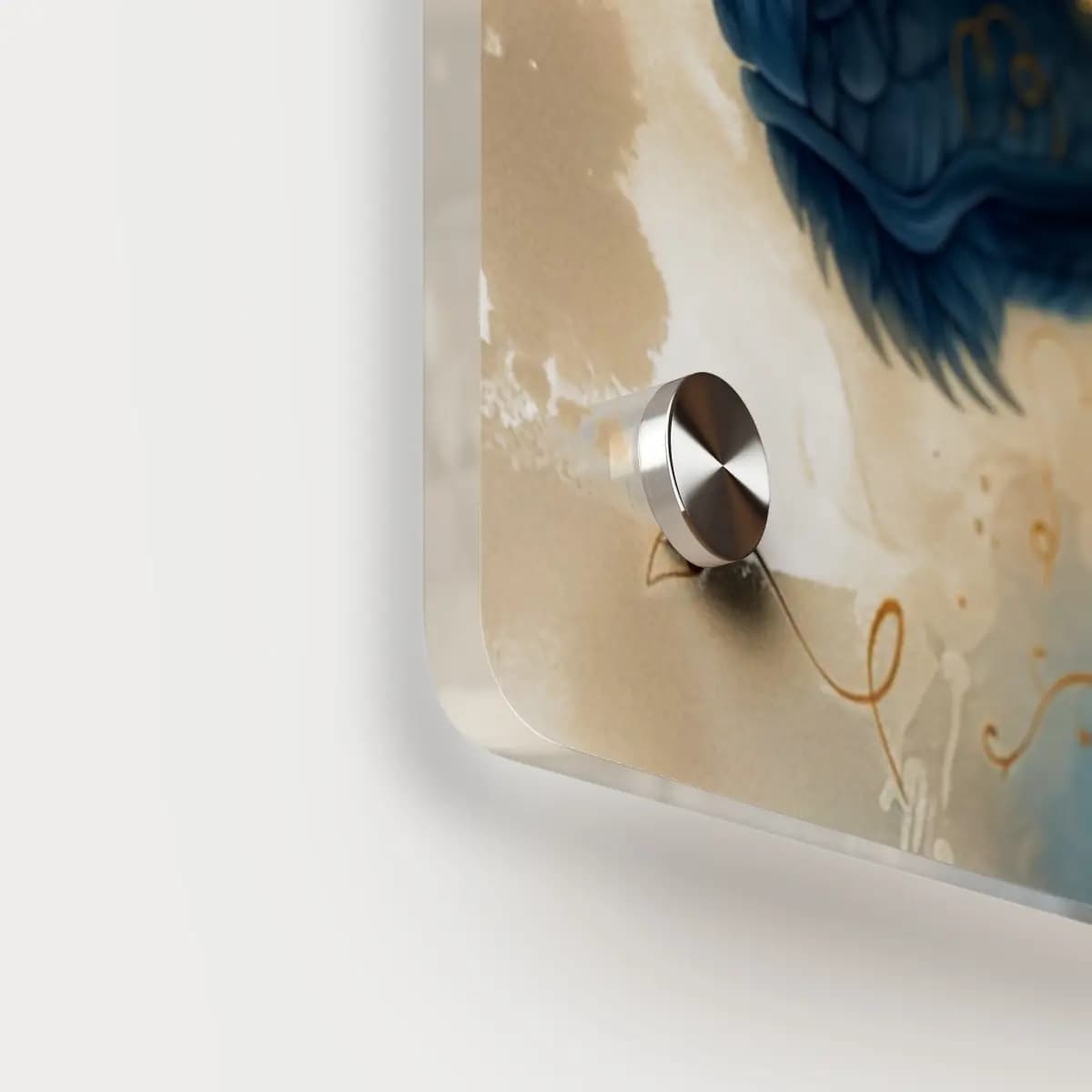 Blue Dragon with Golden Arabesques - Acrylic Wall Art Panels mockup angle 5