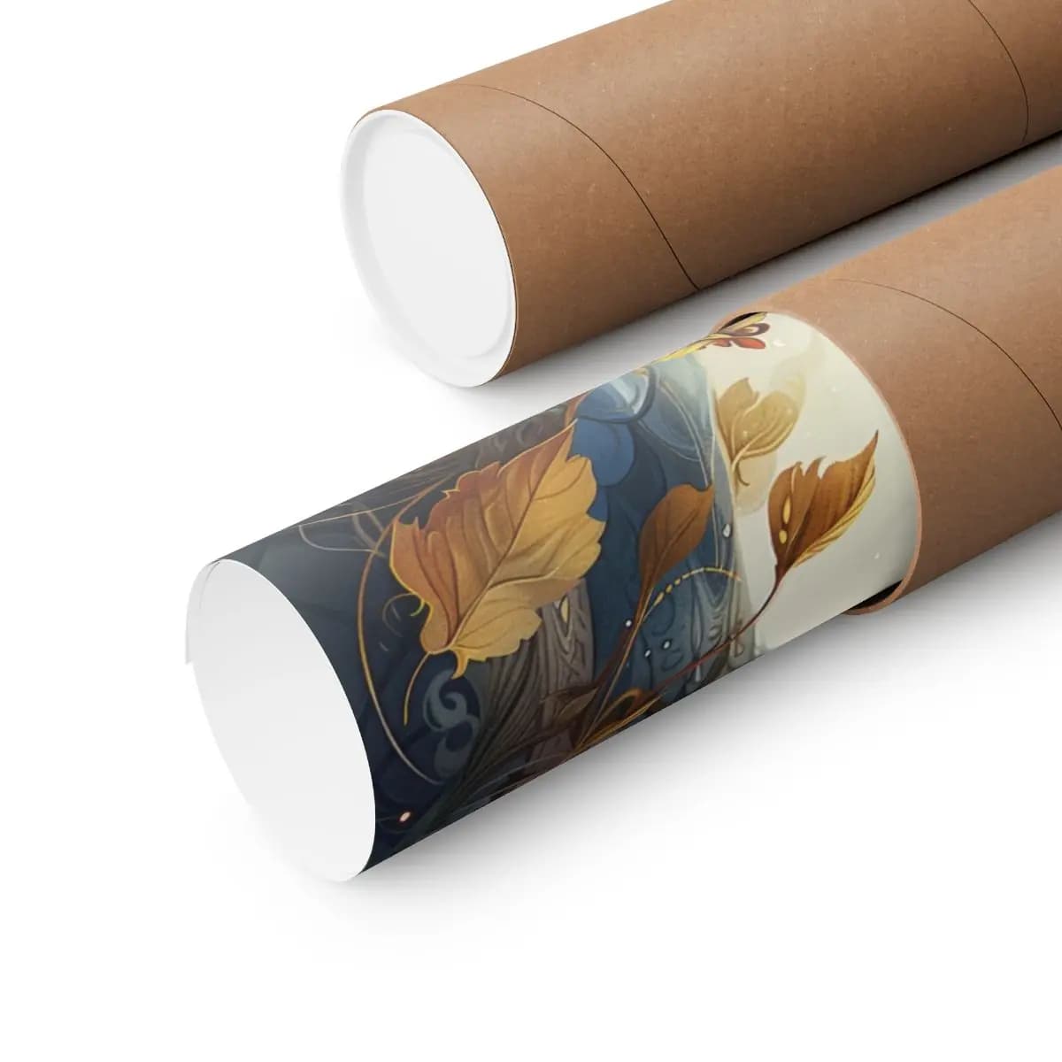 Crowned Dragon Among Autumn Leaves - Matte Vertical Posters mockup angle 3