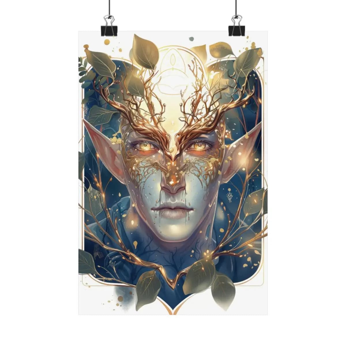 The Golden-Eyed Forest Spirit - Matte Vertical Posters mockup angle 1