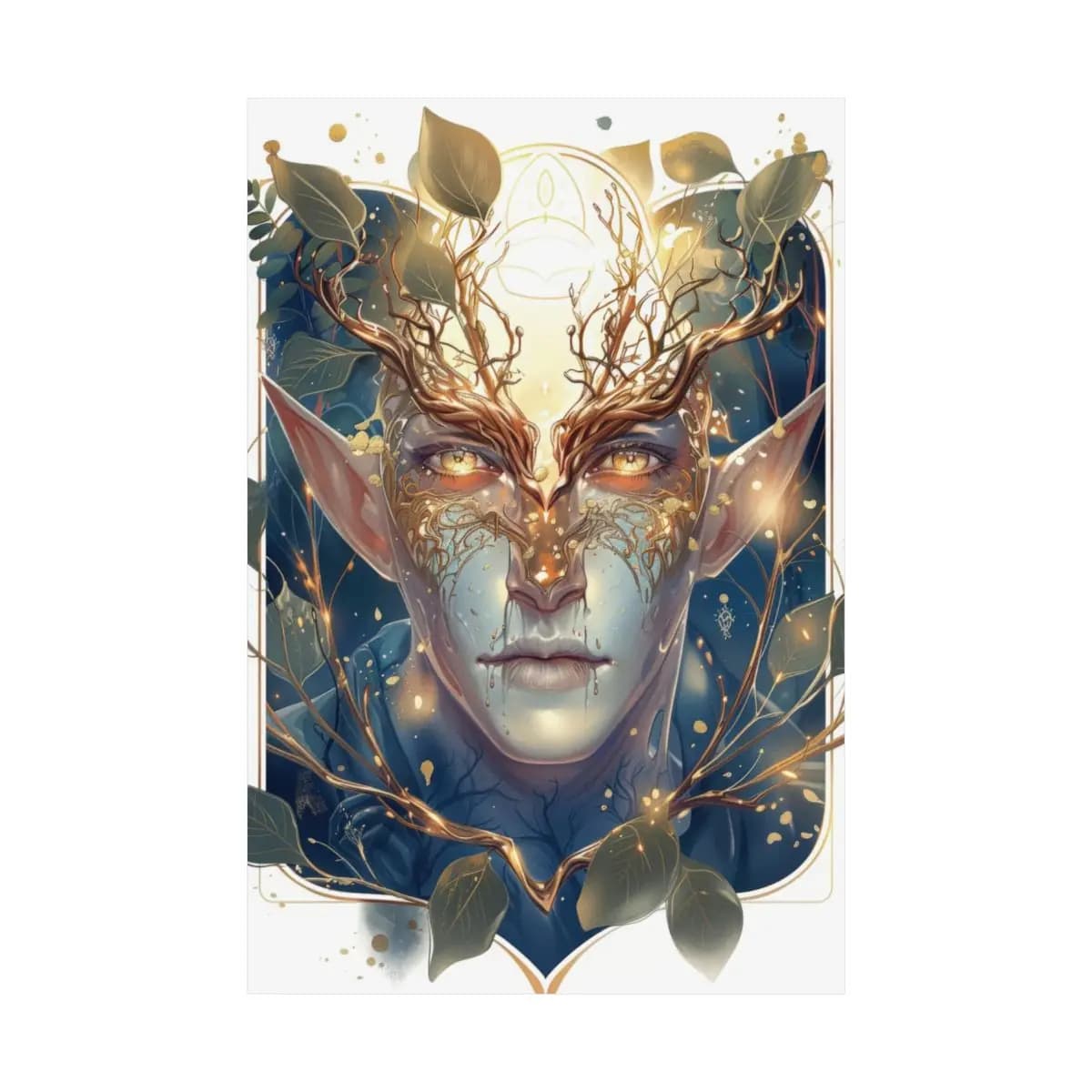 The Golden-Eyed Forest Spirit - Matte Vertical Posters mockup angle 2